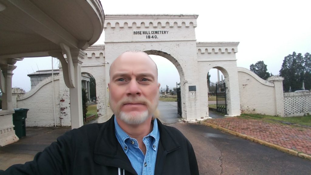 GERRY AT THE ROSE HILL CEMETERY IN MACON, GA PAYING RESPECTS AT THE GRAVESITES OF GREGG & DUANE ALLMAN AND BERRY OAKLEY